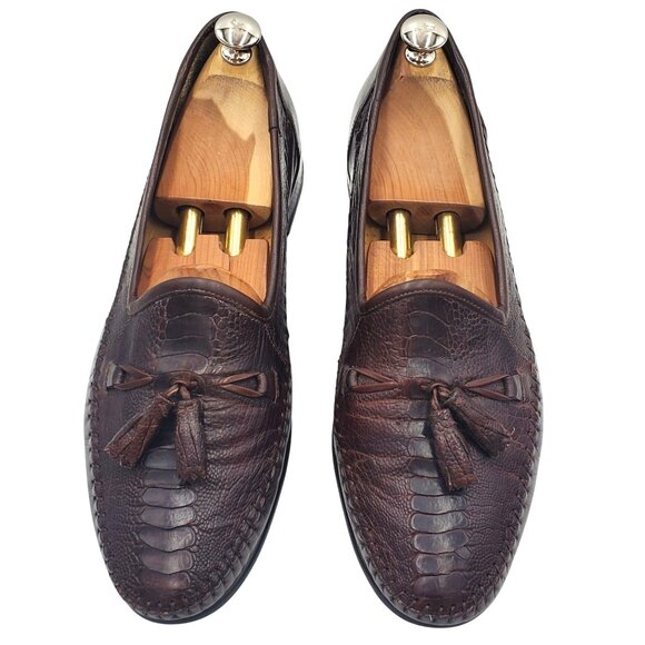 Italy Zelli Men\'s size 11 Brown Ostrich Exotic Leather Tassel Loafer Dress shoes main image 11